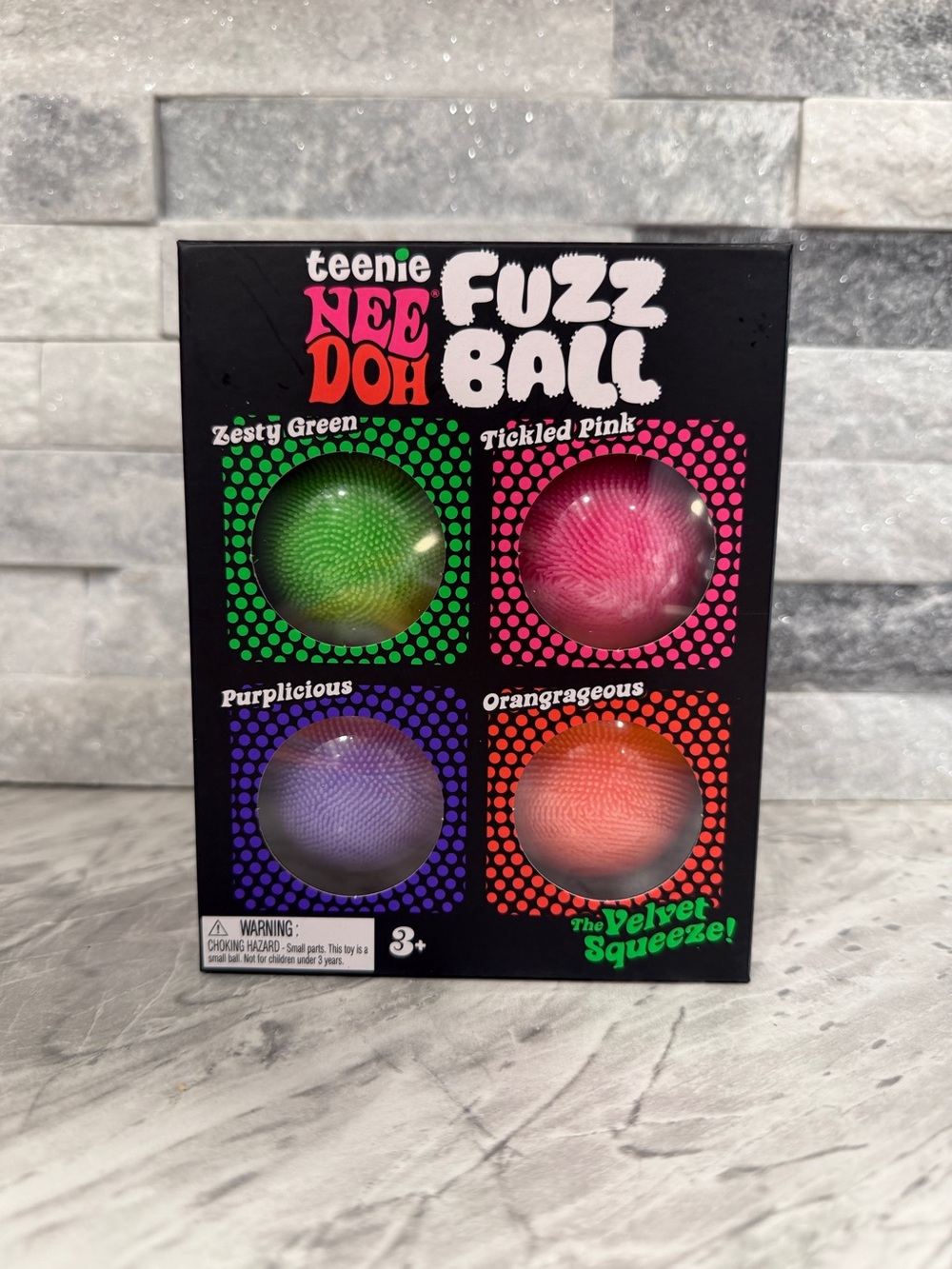 Needoh Fuzz Ball Four Pack - Green, Pink, Purple, Orange